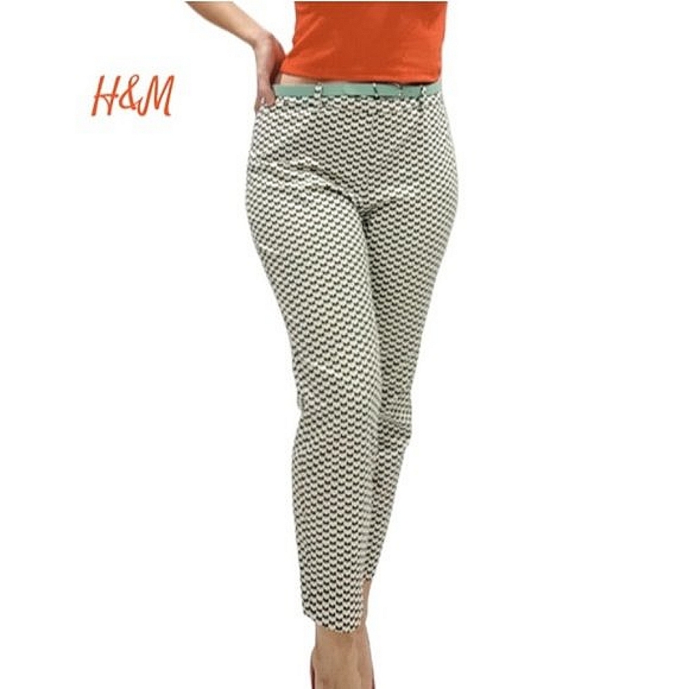 Rare H&M Ankle Chinos With Mozaic Pattern- Size 10 Mid Waist